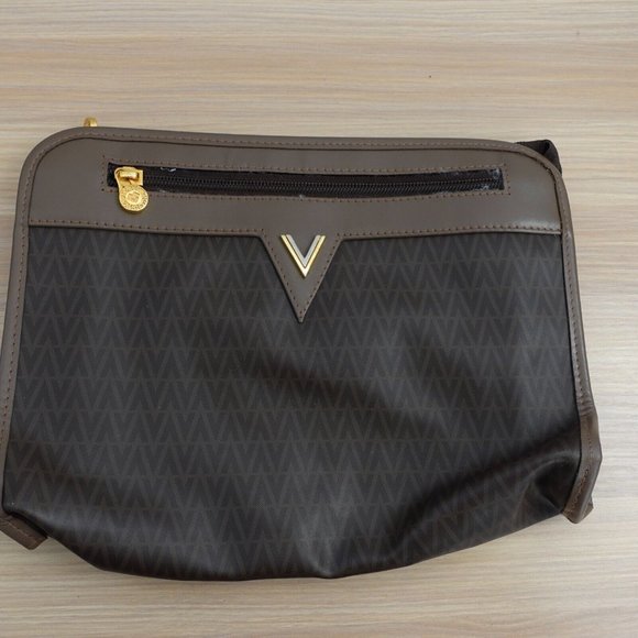 Vintage VALENTINO Purse Brown‎ PVC Clutch Logo Italian MARIO VALENTINO Italy 90s - Picture 10 of 16